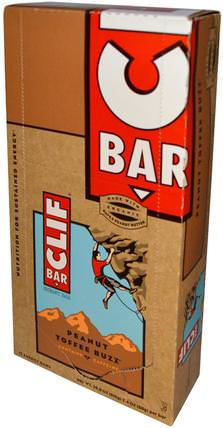 Energy Bar, Peanut Toffee Buzz, 12 Bars, 2.4 oz (68 g) Each by Clif Bar, 運動，蛋白質棒 HK 香港