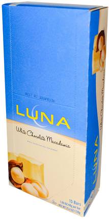 Luna, Whole Nutrition Bar For Women, White Chocolate Macadamia, 15 Bars, 1.69 oz (48 g) Each by Clif Bar, 健康，女性，女性運動產品 HK 香港