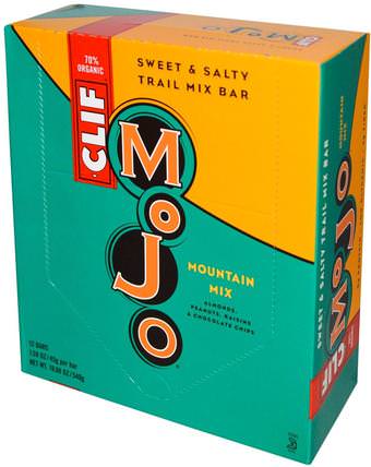 Mojo, Sweet & Salty Trail Mix Bar, Mountain Mix, 12 Bars, 1.59 oz (45 g) Each by Clif Bar, 食物，零食，健康零食，補品，營養棒 HK 香港