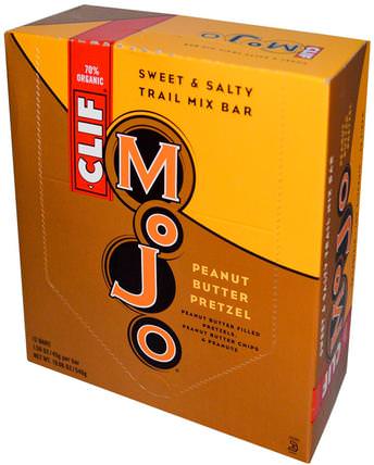 Mojo, Sweet & Salty Trail Mix Bar, Peanut Butter Pretzel, 12 Bars, 1.59 oz (45 g) by Clif Bar, 食物，零食，健康零食，補品，營養棒 HK 香港