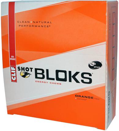 Shot Bloks Energy Chews, Orange Flavor + Caffeine, 18 Packets, 2.1 oz (60 g) Each by Clif Bar, 運動，電解質飲料補水 HK 香港