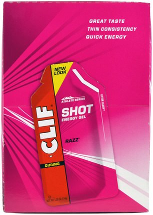 Shot Energy Gel, Razz, 24 Packets, 1.20 oz (34 g) Each by Clif Bar, 運動，電解質飲料補水 HK 香港