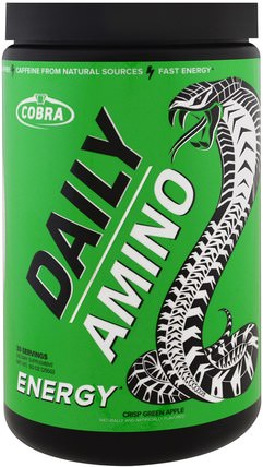 Daily Amino, Energy, Crisp Green Apple, 9.0 oz (255 g) by Cobra Labs, 運動，補品，bcaa（支鏈氨基酸） HK 香港