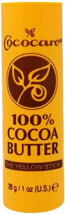 100% Cocoa Butter, The Yellow Stick, 1 oz (28 g) by Cococare, 健康，皮膚，可可脂，妊娠紋疤痕 HK 香港