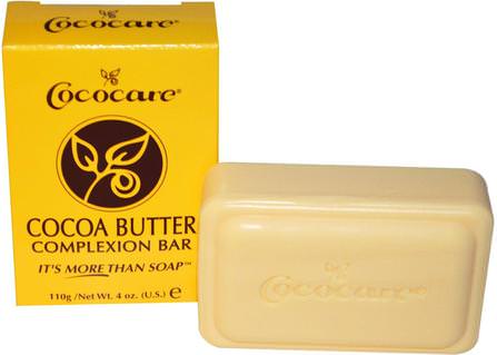 Cocoa Butter Complexion Bar, 4 oz (110 g) by Cococare, 洗澡，美容，肥皂，健康，皮膚，可可脂 HK 香港