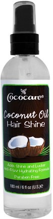 Coconut Oil Hair Shine, 6 fl oz (180 ml) by Cococare, 洗澡，美容，髮型定型凝膠 HK 香港