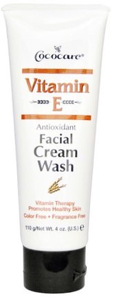 Vitamin E, Antioxidant Facial Cream Wash, 4 oz (110 g) by Cococare, 健康，皮膚，維生素E油霜，美容，面部護理，洗面奶 HK 香港