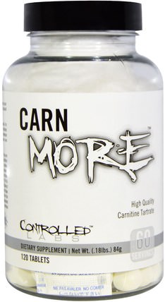 CarnMore, 120 Tablets by Controlled Labs, 補充劑，氨基酸，左旋肉鹼，左旋肉鹼酒石酸鹽 HK 香港