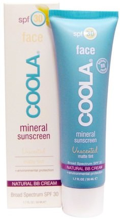 Mineral Face, Mineral Sunscreen, SPF 30, Matte Tint, Unscented, 1.7 fl oz (50 ml) by COOLA Organic Suncare Collection, 洗澡，美容，防曬霜，spf 30-45 HK 香港
