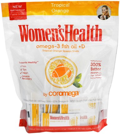 Omega-3, Tropical Squeeze +D, Tropical Orange, 120 Packets, 2.5 g Each by Coromega, 補充劑，efa omega 3 6 9（epa dha），dha，epa HK 香港