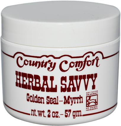 Herbal Savvy, Golden Seal-Myrrh, 2 oz (57 g) by Country Comfort, 洗澡，美容，牛皮癬和濕疹，牛皮癬，健康，傷害燒傷 HK 香港