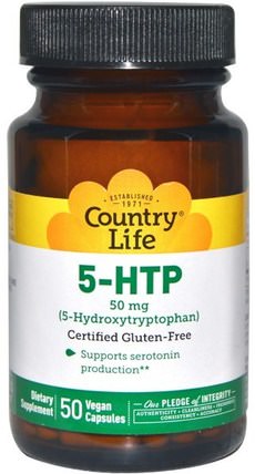 5-HTP, 50 mg, 50 Vegan Caps by Country Life, 補充劑，5-htp HK 香港