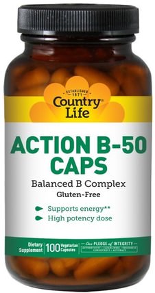 Action B-50 Caps, 100 Veggie Caps by Country Life, 維生素，維生素b複合物，維生素b複合物50 HK 香港