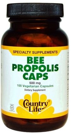 Bee Propolis Caps, 250 mg, 100 Veggie Caps by Country Life, 補充劑，蜂產品，蜂膠 HK 香港
