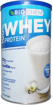 BioChem, 100% Whey Protein Powder, Vanilla, 15.1 oz (428 g) by Country Life, 補充劑，乳清蛋白，生物化學 HK 香港