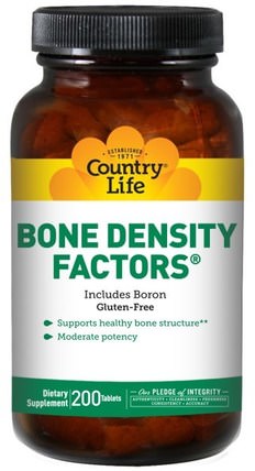 Bone Density Factors, Includes Boron, 200 Tablets by Country Life, 補充劑，礦物質，硼 HK 香港