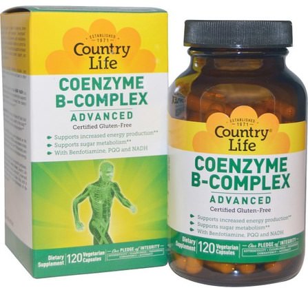 Coenzyme B-Complex, Advanced, 120 Vegetarian Capsules by Country Life, 維生素，維生素b複合物，coenzymated b複合物 HK 香港
