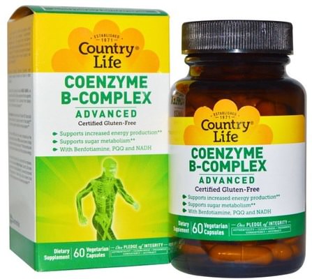 Coenzyme B-Complex, Advanced, 60 Vegetarian Capsules by Country Life, 維生素，維生素b複合物，coenzymated b複合物 HK 香港