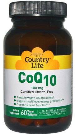 CoQ10, 100 mg, 60 Vegan Softgels by Country Life, 補充劑，輔酶q10 HK 香港