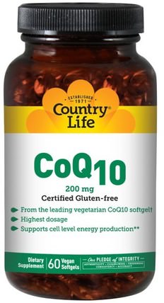 CoQ10, 200 mg, 60 Vegan Softgels by Country Life, 補充劑，輔酶q10，coq10 200毫克 HK 香港