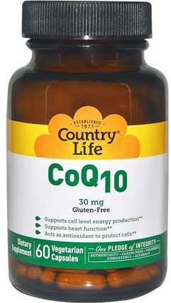 CoQ10, 30 mg, 60 Veggie Caps by Country Life, 補充劑，輔酶q10 HK 香港