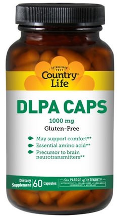 DLPA Caps, 1000 mg, 60 Capsules by Country Life, 補充劑，氨基酸，dl苯丙氨酸（dlpa） HK 香港
