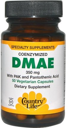 DMAE, Coenzymized, 350 mg, 50 Veggie Caps by Country Life, 補充劑，dmae液體和標籤 HK 香港