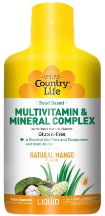 Food Based Multivitamin & Mineral Complex, Natural Mango Flavor, 32 fl oz (944 ml) by Country Life, 維生素，多種維生素 HK 香港