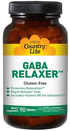 GABA Relaxer, 90 Tablets by Country Life, 補充劑，氨基酸，gaba（γ氨基丁酸） HK 香港