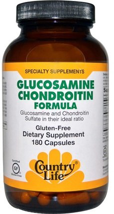 Glucosamine Chondroitin Formula, 180 Capsules by Country Life, 補充劑，氨基葡萄糖軟骨素 HK 香港