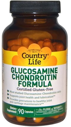 Glucosamine Chondroitin Formula, 90 Capsules by Country Life, 補充劑，氨基葡萄糖軟骨素 HK 香港