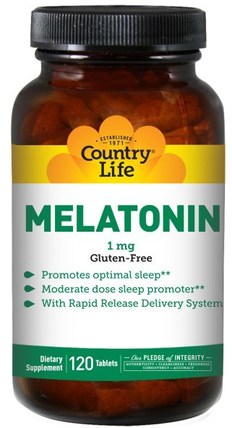Melatonin, 1 mg, 120 Tablets by Country Life, 補充劑，睡眠，褪黑激素 HK 香港