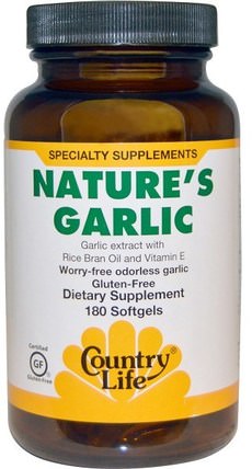 Natures Garlic, 180 Softgels by Country Life, 補充劑，抗生素，大蒜油 HK 香港
