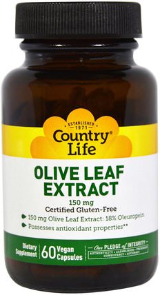 Olive Leaf Extract, 150 mg, 60 Veggie Caps by Country Life, 健康，感冒流感和病毒，橄欖葉 HK 香港