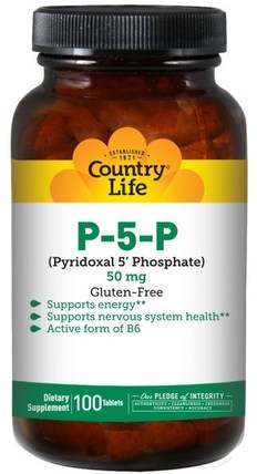 P-5-P (Pyridoxal 5 Phosphate), 50 mg, 100 Tablets by Country Life, 維生素，維生素b6 - 吡哆醇，p 5 p（吡哆醛5磷酸鹽） HK 香港