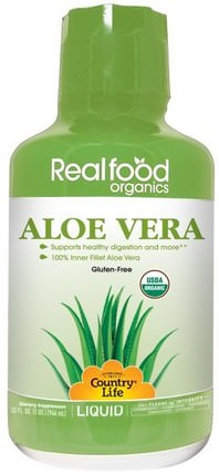 Realfood Organics, Aloe Vera Liquid, 32 fl oz (944 ml) by Country Life, 補充劑，蘆薈，蘆薈液 HK 香港