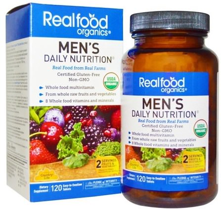 Realfood Organics, Mens Daily Nutrition, 120 Tablets by Country Life, 維生素，男性多種維生素 HK 香港