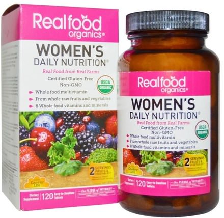 RealFood Organics, Womens Daily Nutrition, 120 Tablets by Country Life, 維生素，女性多種維生素 HK 香港