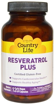 Resveratrol Plus, 120 Vegan Caps by Country Life, 補充劑，白藜蘆醇 HK 香港