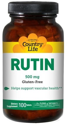 Rutin, 500 mg, 100 Tablets by Country Life, 補充劑，抗氧化劑，蘆丁，維生素 HK 香港