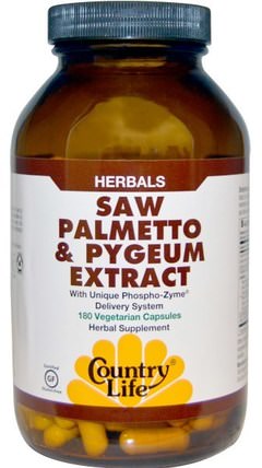 Saw Palmetto & Pygeum Extract, 180 Vegetarian Capsules by Country Life, 健康，男人 HK 香港