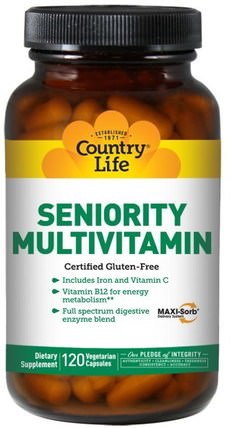 Seniority Multivitamin, 120 Veggie Caps by Country Life, 維生素，多種維生素 - 老年人 HK 香港