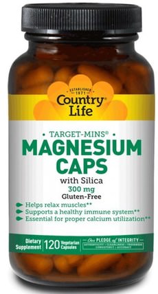 Target-Mins, Magnesium Caps, 300 mg, 120 Vegetarian Capsules by Country Life, 補品，礦物質，鎂 HK 香港