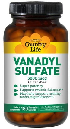 Vanadyl Sulfate, 180 Vegan Caps by Country Life, 補充劑，硫酸氧釩釩 HK 香港