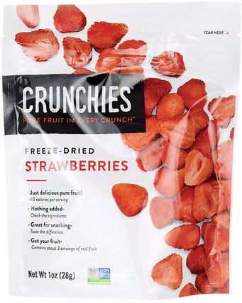 Freeze-Dried Strawberries, 1 oz (28 g) by Crunchies Food Company, 食物，乾果 HK 香港