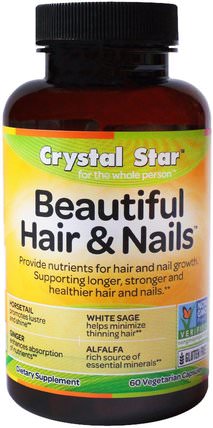 Beautiful Hair & Nails, 60 Veggie Caps by Crystal Star, 健康，女性，頭髮補充劑，指甲補品，皮膚補充劑 HK 香港