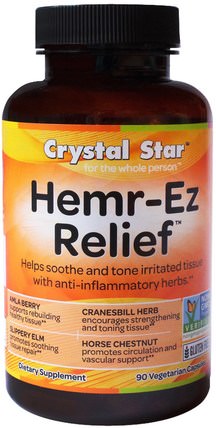 Hemr-Ez Relief, 90 Veggie Caps by Crystal Star, 健康，痔瘡，痔瘡產品 HK 香港