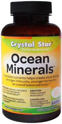 Ocean Minerals, 60 Veggie Caps by Crystal Star, 補品，礦物質 HK 香港