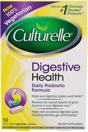 Digestive Health, Daily Probiotic Formula, 50 Once Daily Veggie Caps by Culturelle, 補充劑，益生菌，穩定的益生菌 HK 香港