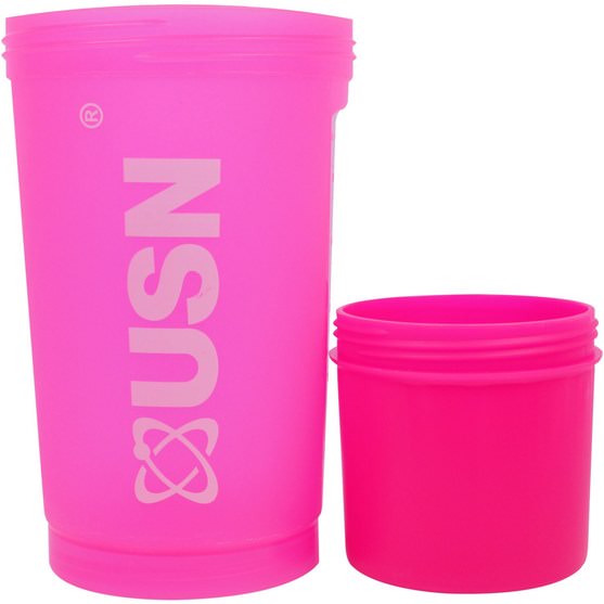 杯子盤子碗，體育，健身水瓶振動器杯子 - USN, Tornado Shaker Bottle, Bright Pink, 650 ml